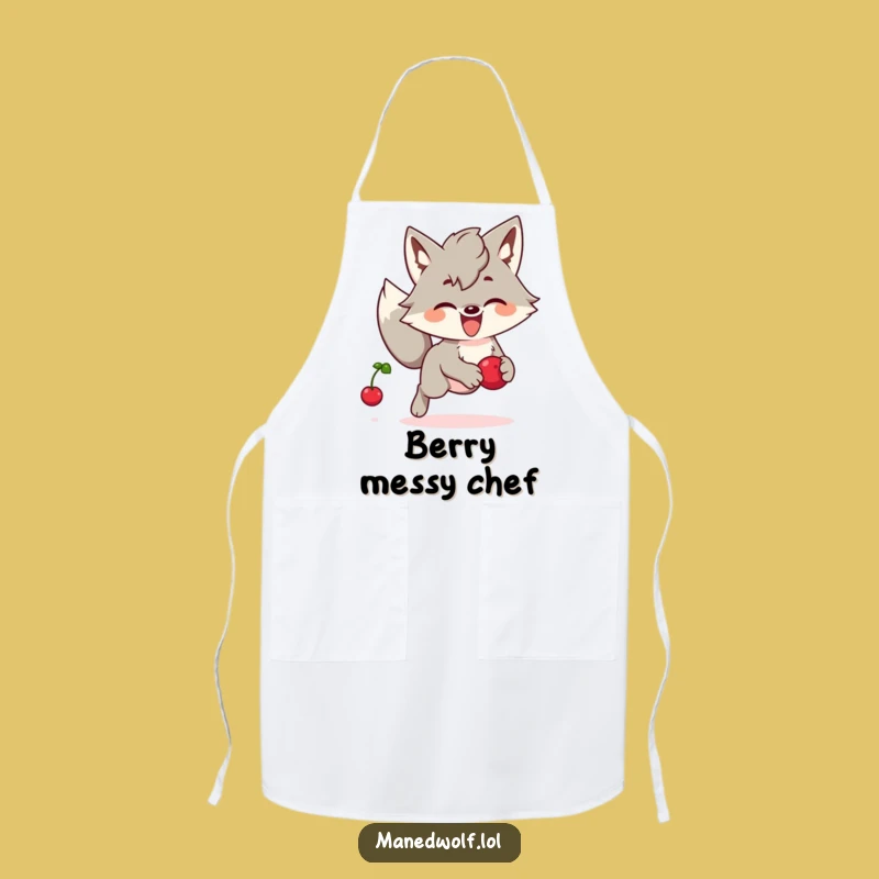 Funny Kawaii Maned Wolf Apron: Berry Chase Fun, Perfect Humorous Gift