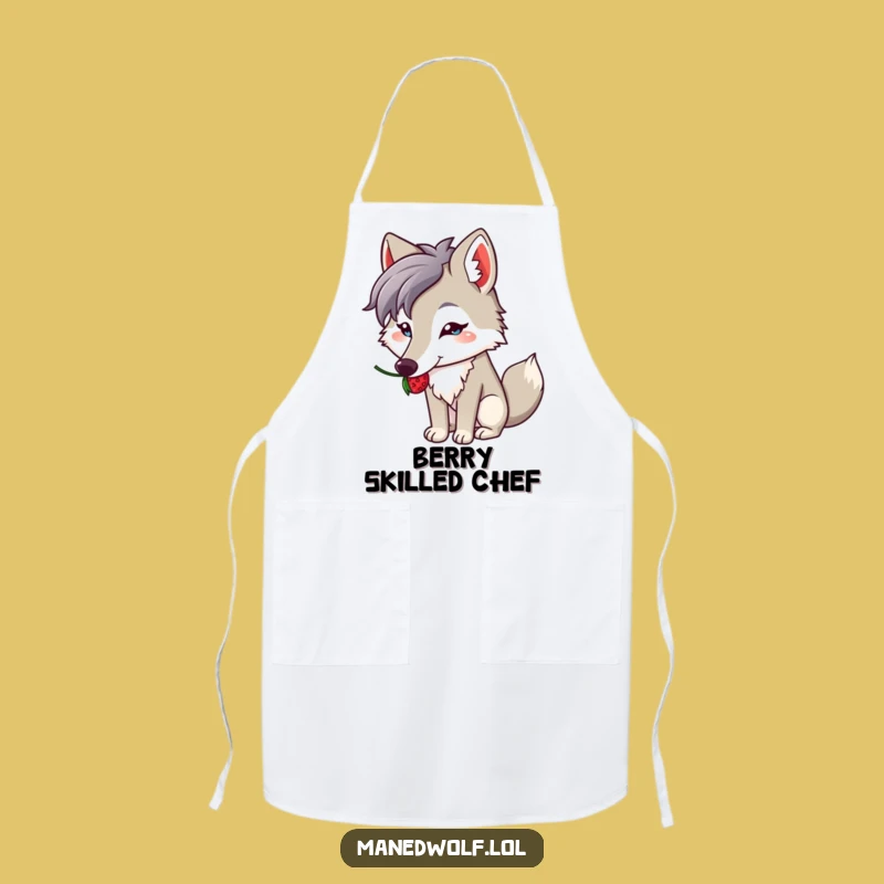 Funny Kawaii Maned Wolf Apron: Berry Balance Kitchen Wear, Wonderful Funny Gift for Cooks!