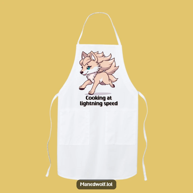 Funny Kawaii Maned Wolf Apron: Cook with Dynamic Flowing Mane Style