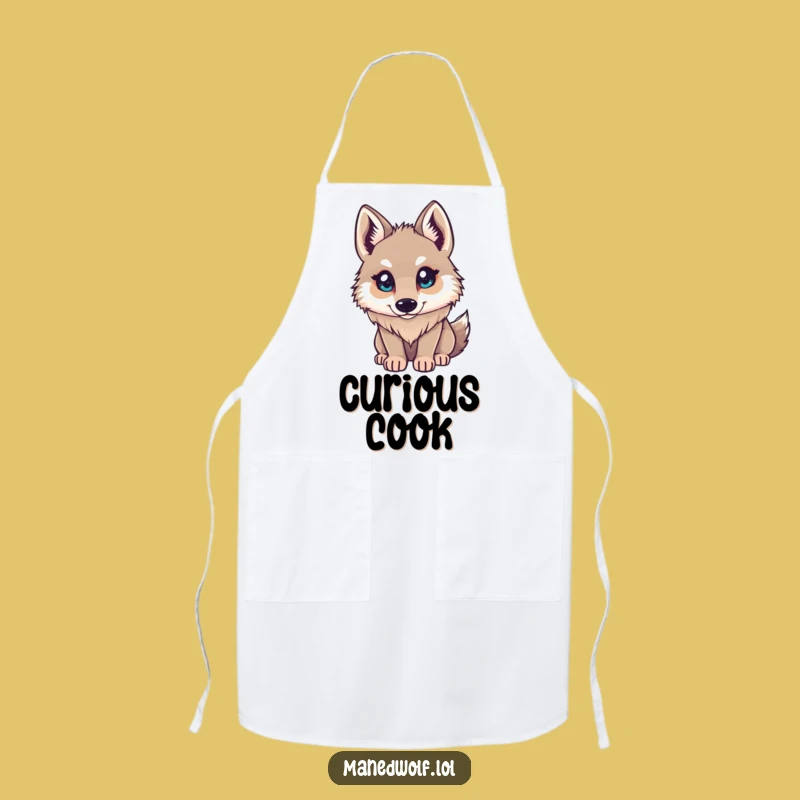 Funny Maned Wolf Curious Apron: Cook with Wide-Eyed Wonder