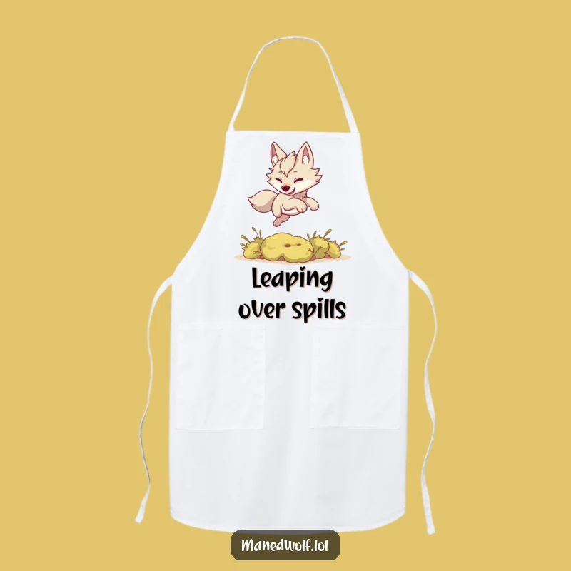 Funny Kawaii Maned Wolf Apron: Bush Leaper, Kitchen Fun Gift