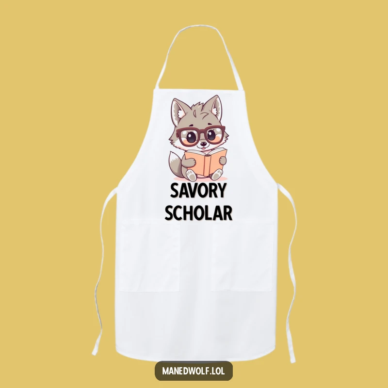Funny Kawaii Maned Wolf Apron: Cute Scholar Cooking Bib, Humorous Gift