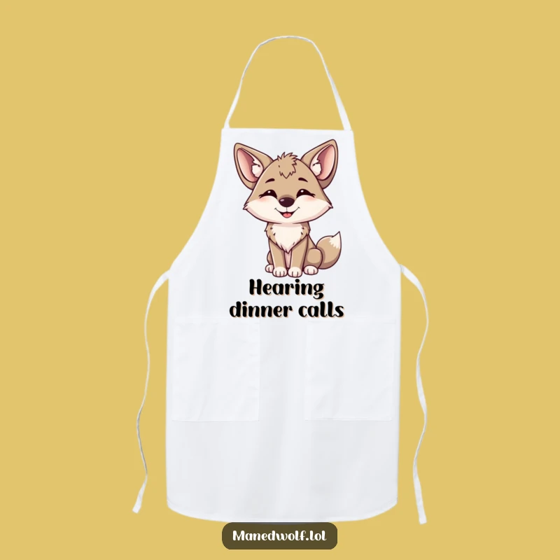 Funny Maned Wolf Happy Head Tilt Apron: Cook with Cheer!
