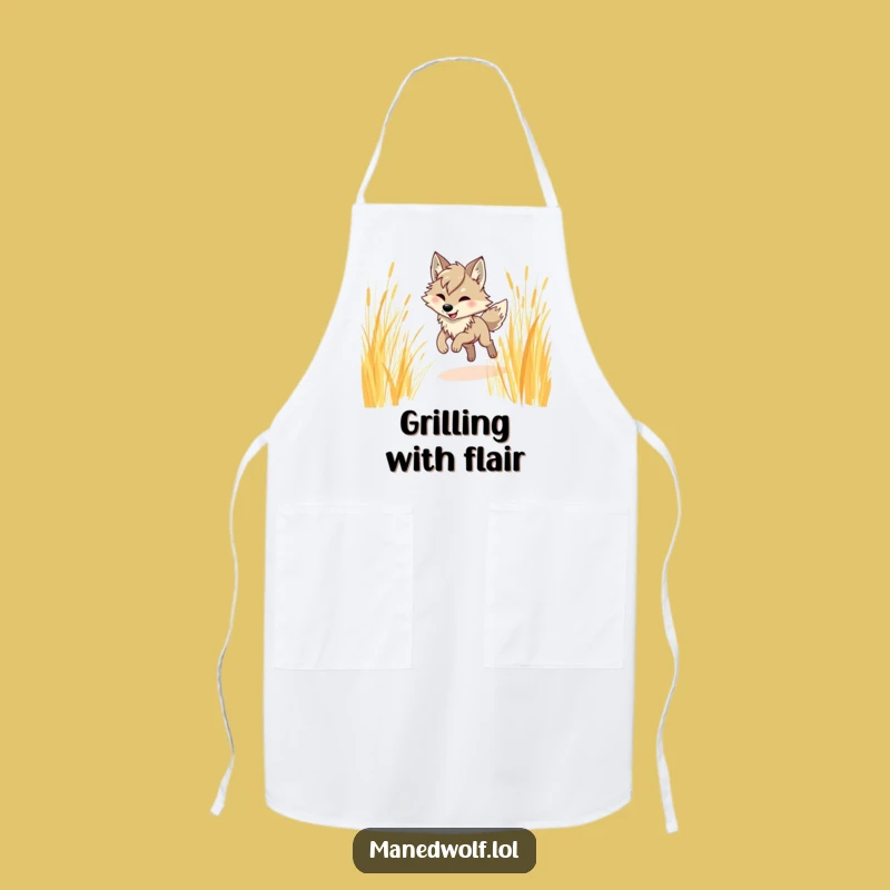 Funny Maned Wolf Prancing Apron - Kitchen Fun & Exotic Gift