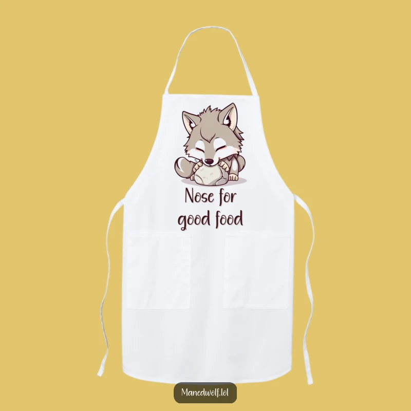 Funny Maned Wolf Stone Nudge Apron: Playful Kitchen Adventures!