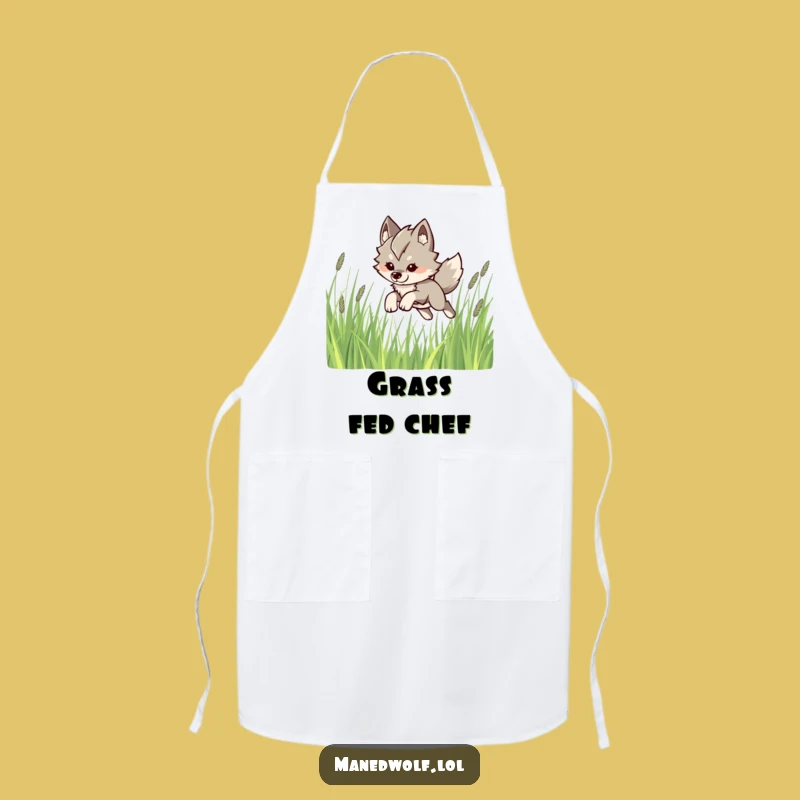 Funny Kawaii Maned Wolf Apron: Playful Kitchen Fun, Perfect Humorous Gift