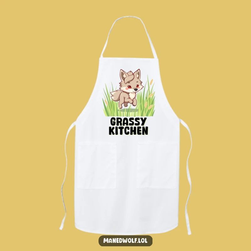 Funny Maned Wolf Trotting Apron: Cook on Happy Trails