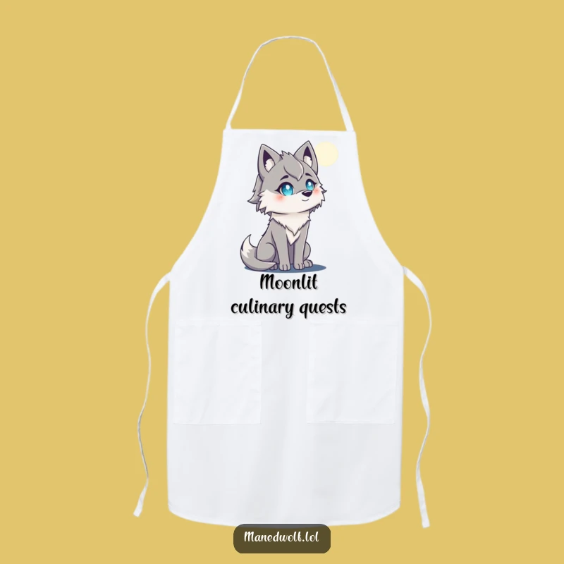 Mystical Maned Wolf Moon Apron: Cook Under the Funny Night Sky!