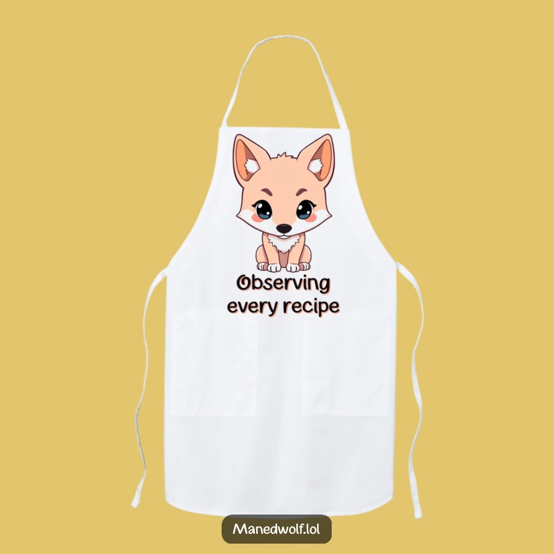 Funny Kawaii Maned Wolf Apron: Cook with Intense Focus and Humor