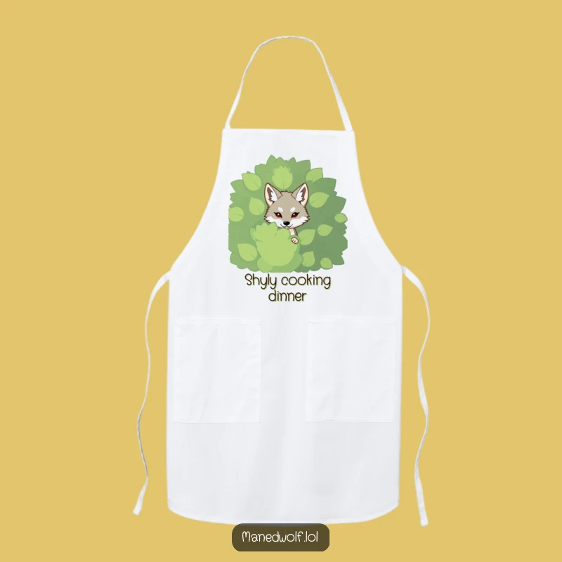 Funny Shy Maned Wolf Apron - Cute Kitchen Helper Gift