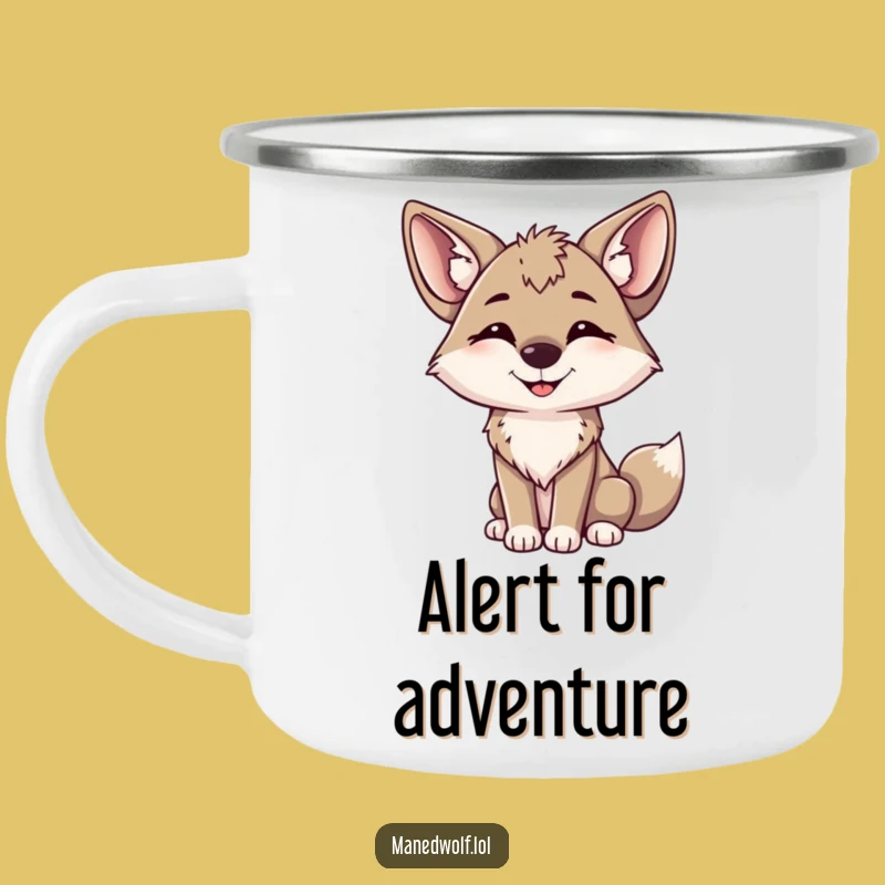 Funny Maned Wolf Happy Head Tilt Camping Mug: Cheerful Adventures!
