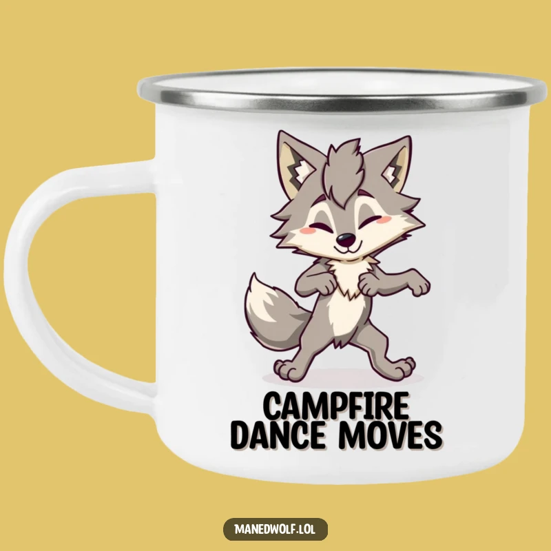 Funny Maned Wolf Camping Mug: Awkward Dance, Campfire Fun Gift!