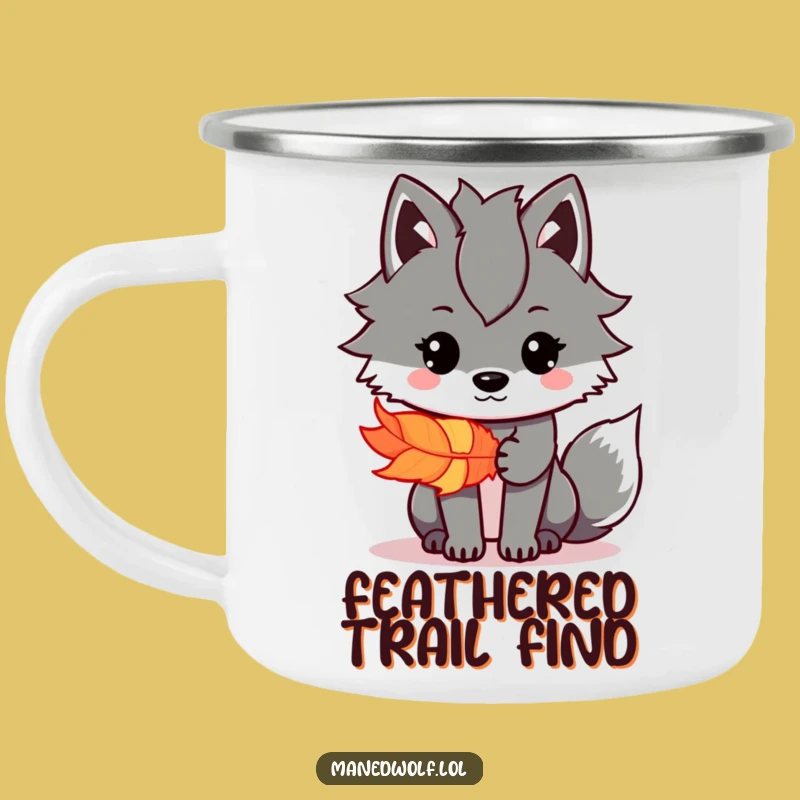 Funny Kawaii Maned Wolf Feather Camping Mug: Kind Adventures, Rugged Funny Gift!