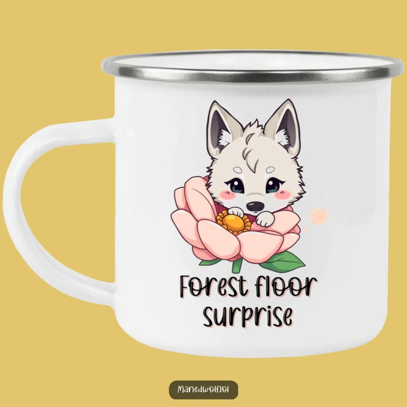 Funny Kawaii Maned Wolf Camping Mug - Outdoor Floral Adventure Cup Gift