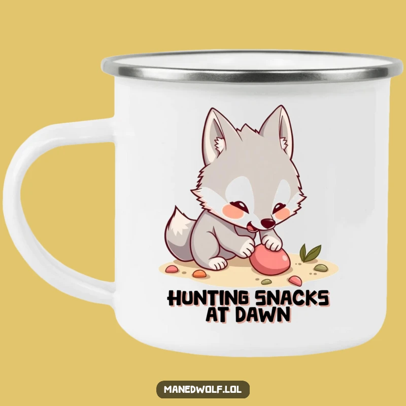 Funny Maned Wolf Camping Mug: Dig for Adventure with this Kawaii Wolf Cup