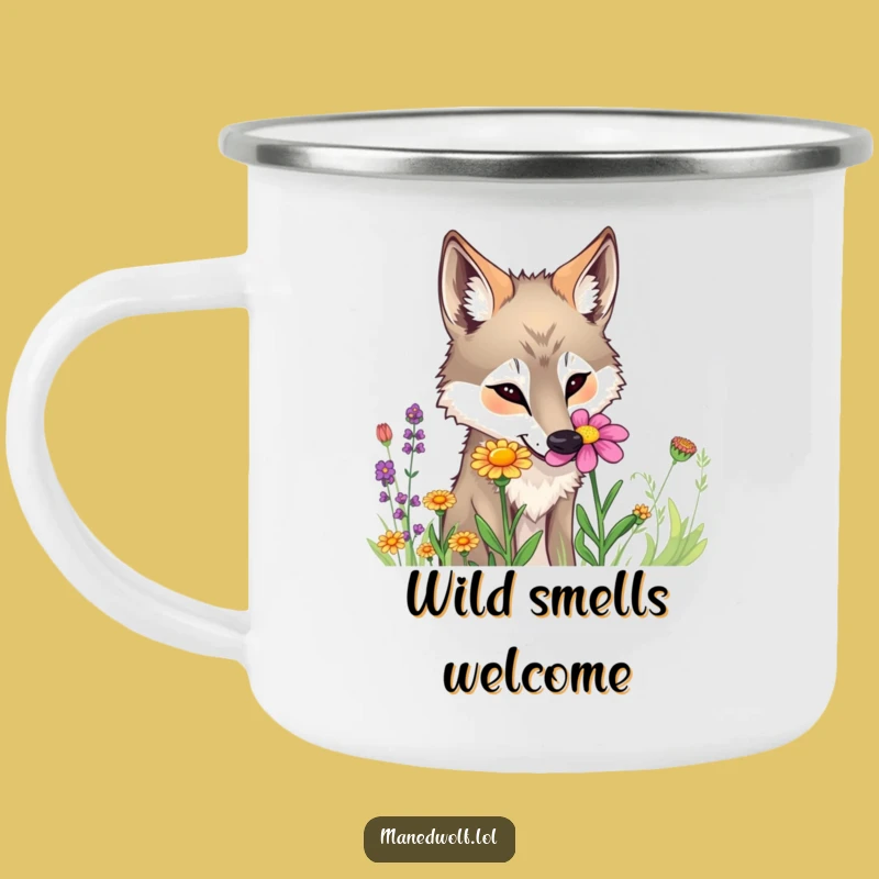 Funny Maned Wolf Flower Camping Mug - Explore Nature's Details