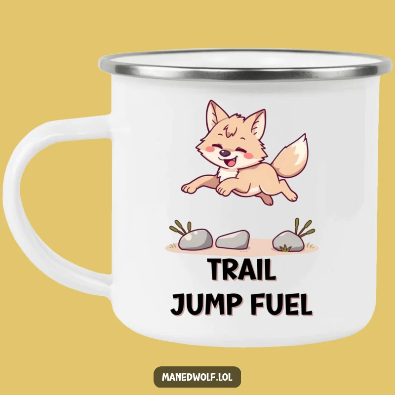 Funny Maned Wolf Leaping Camping Mug - Outdoor Agility Humor Gift
