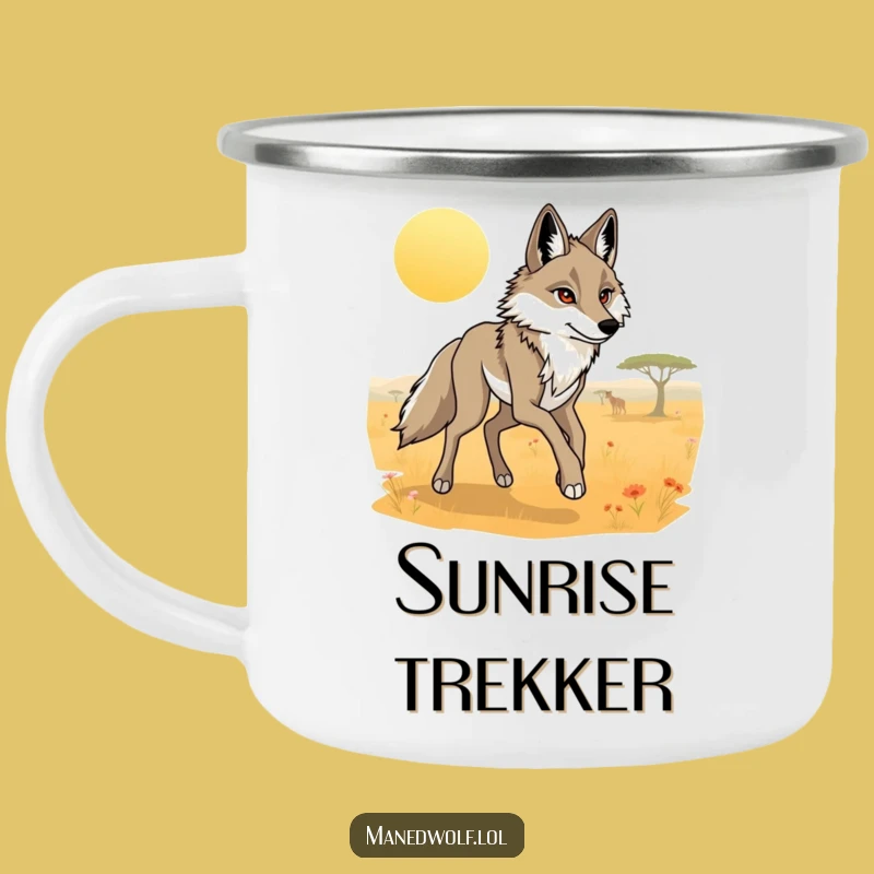 Funny Maned Wolf Savanna Trot Camping Mug: Adventure with Elegance!