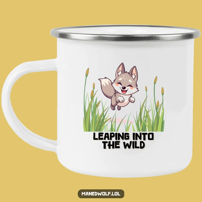 Funny Happy Maned Wolf Camping Mug - Adventure Lover Gift