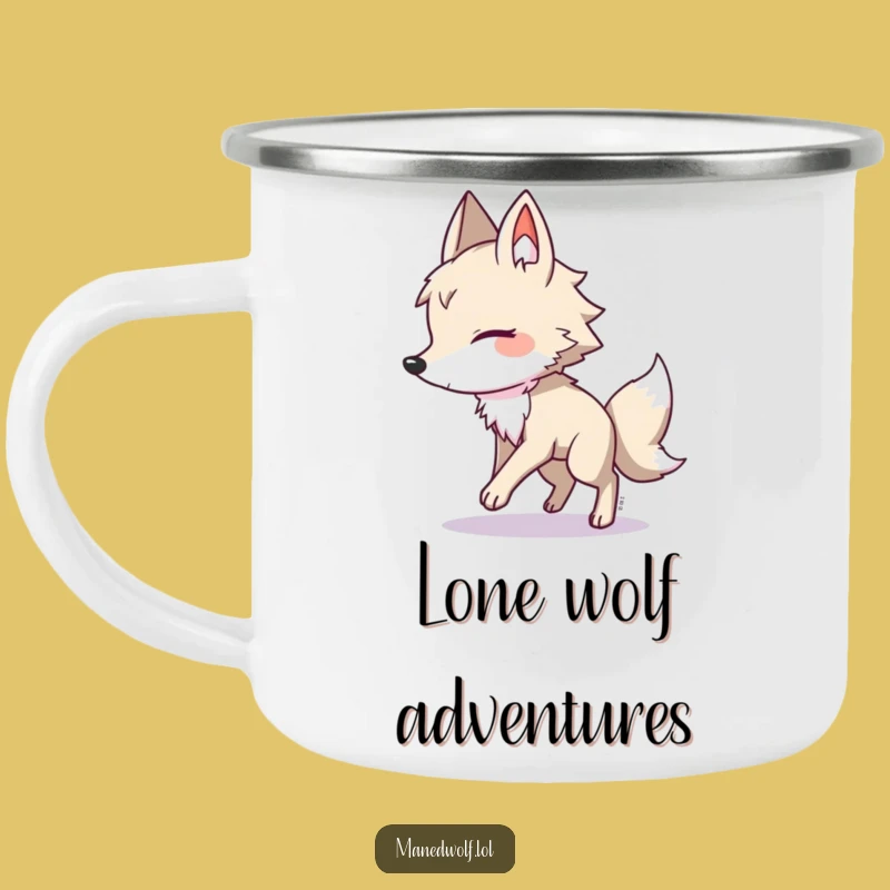 Funny Maned Wolf Shadow Chase Camping Mug - Outdoor Fun, Hilarious Gift