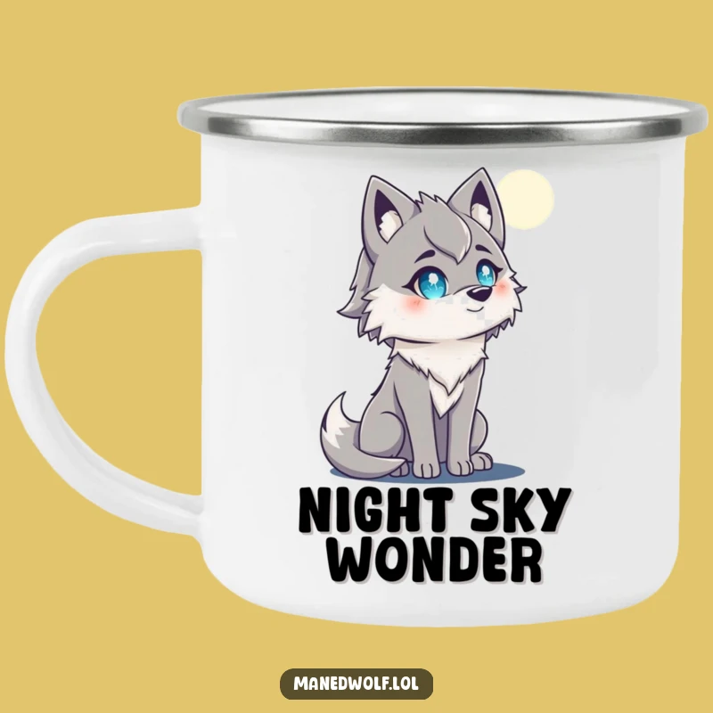 Mystical Maned Wolf Moon Camping Mug: Sip Under the Funny Stars!