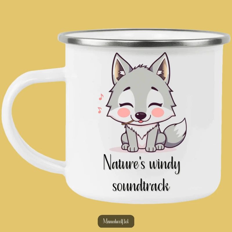 Funny Maned Wolf Whistling Camping Mug: Adventure Fuel with a Laugh, Great Gift