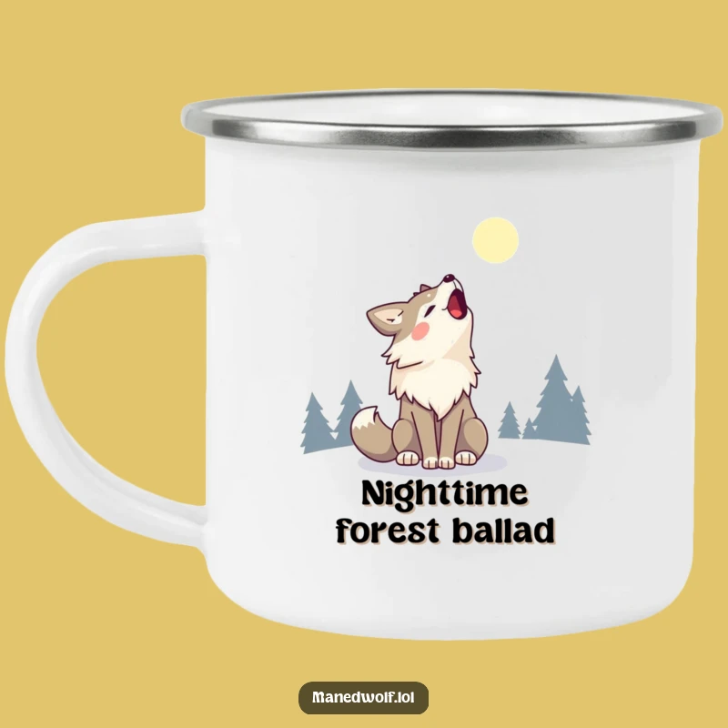 Kawaii Maned Wolf Camping Mug - Happy Howls Under the Stars