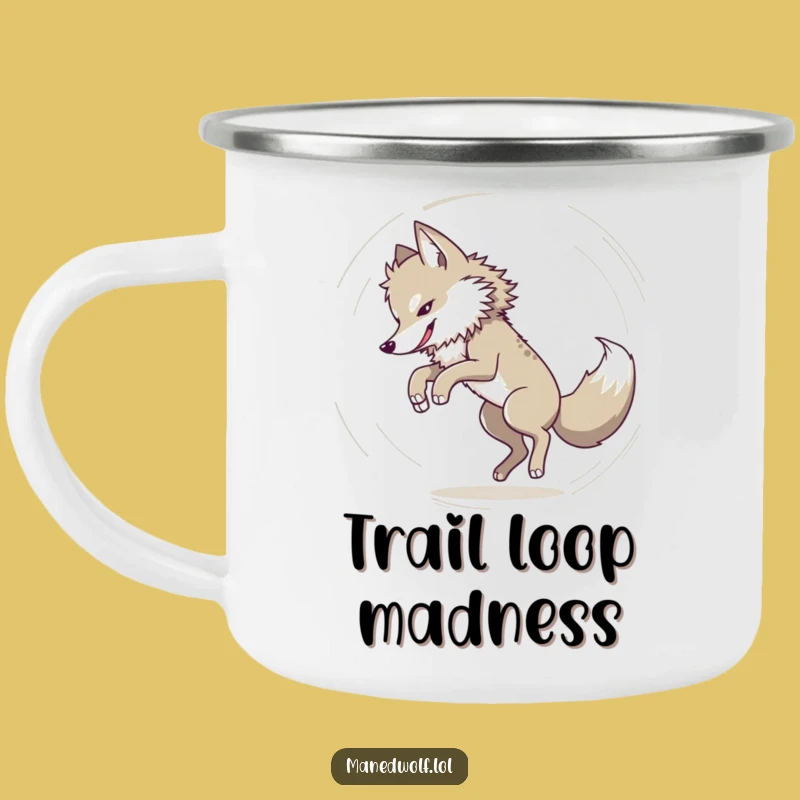Funny Maned Wolf Tail Chase Camping Mug - Outdoor Play