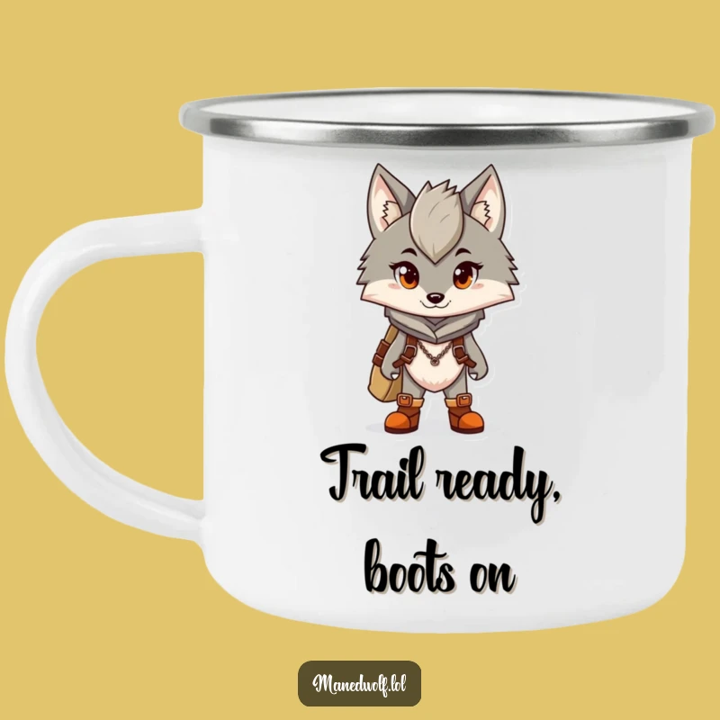 Funny Camping Maned Wolf Mug: Adventure Boots, Trail Humor Gift