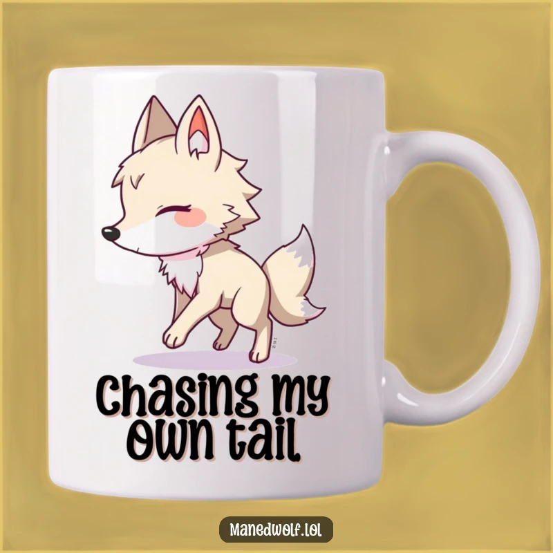 Funny Maned Wolf Shadow Chase Mug - Silly Fun, Perfect Hilarious Gift