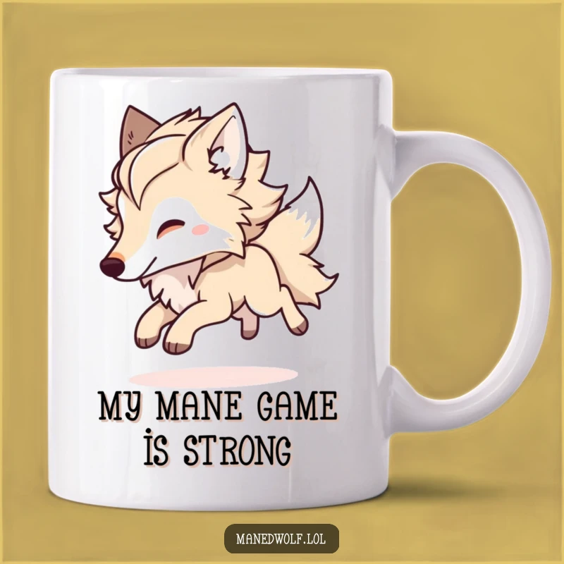 Funny Kawaii Maned Wolf Bounding Mug, Adorable Playful Wolf Gift for Animal Lovers