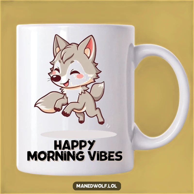 Funny Kawaii Maned Wolf Mug: Bouncy Trot Design for Joyful Mornings
