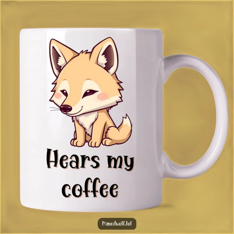 Funny Listening Maned Wolf Mug: Cute Alertness Gift for Animal Fans
