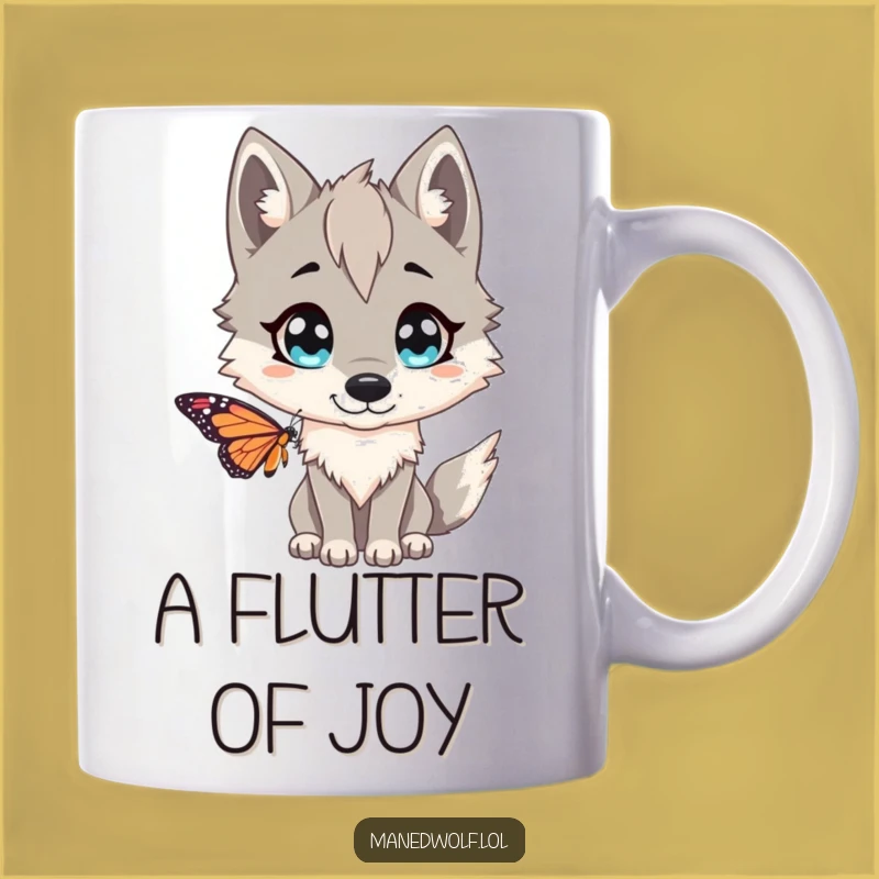 Funny Maned Wolf Butterfly Surprise Mug - Hilarious Gift for Wildlife Fans!