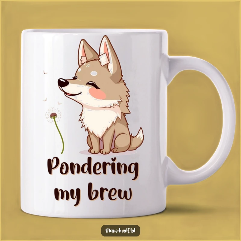 Funny Maned Wolf Dandelion Mug - Curious & Hilarious Gift