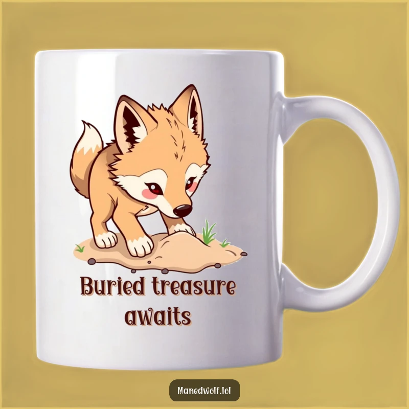 Funny Maned Wolf Digging Mug: Hilarious Gift for Nature Enthusiasts!