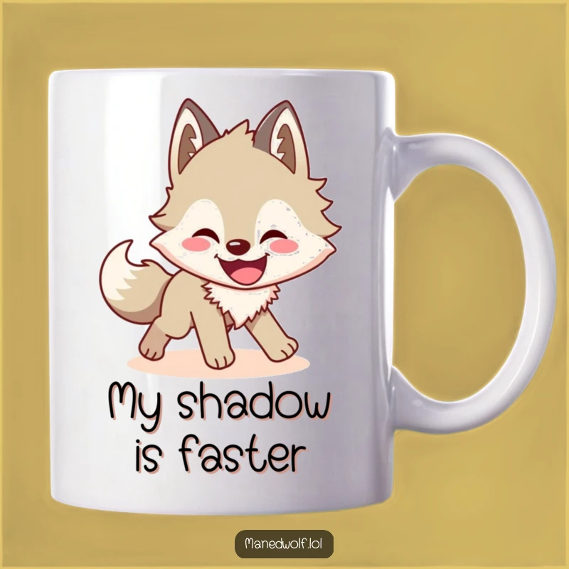 Funny Maned Wolf Shadow Chase Mug: A Hilarious Gift for Animal Lovers!