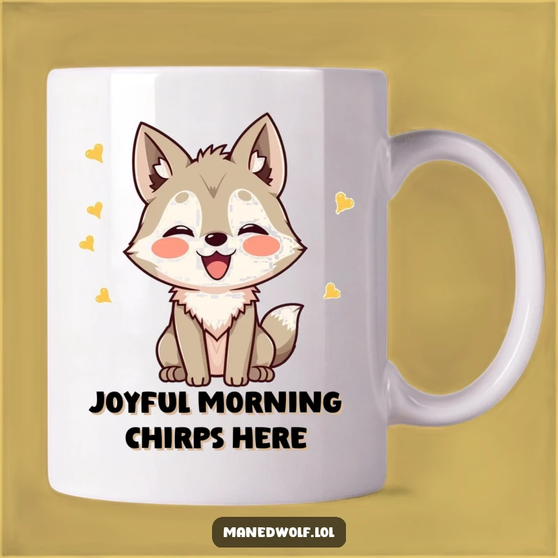Funny Kawaii Maned Wolf Chirping Mug: Joyful Sounds, Perfect Funny Gift for Animal Lovers!