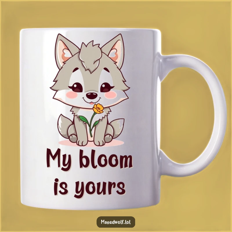 Funny Maned Wolf Flower Hug Mug - Cheerful Sentimental Gift