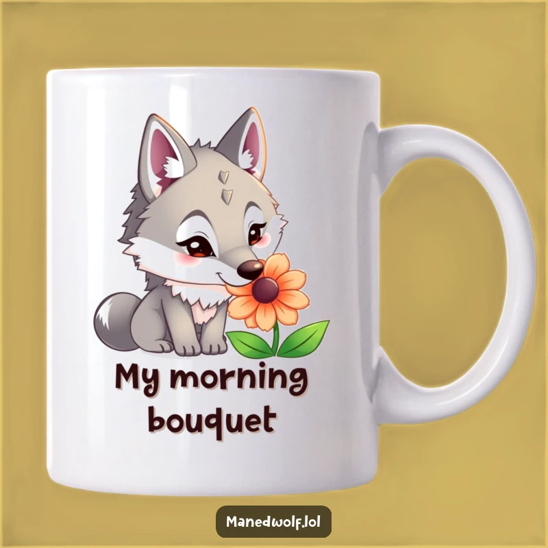 Funny Maned Wolf Flower Sniff Mug: A Curious & Quirky Gift