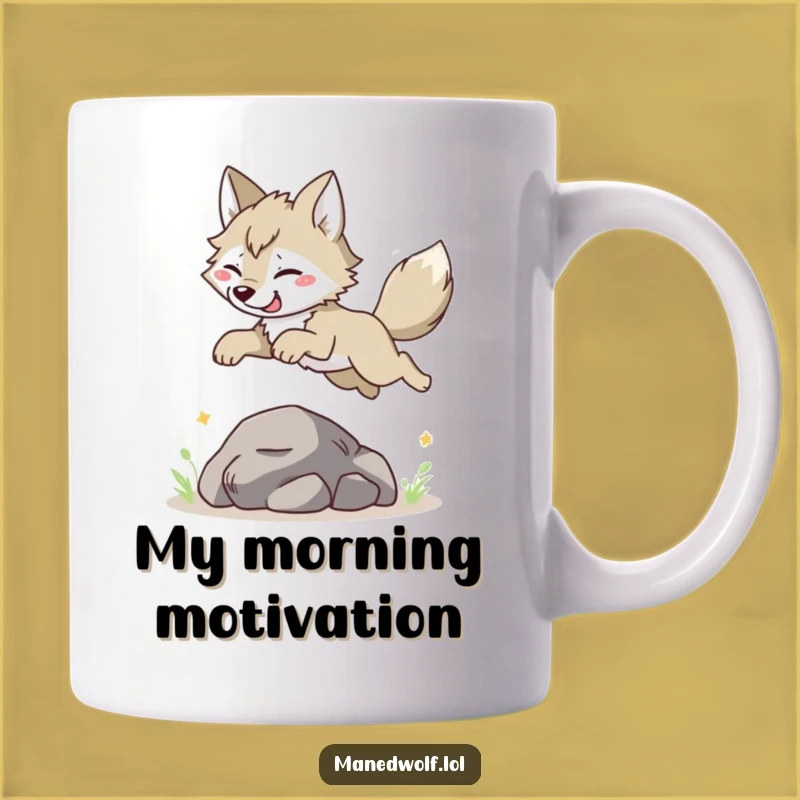 Funny Maned Wolf Leaping Mug: Perfect Joyful Gift for Animal Lovers