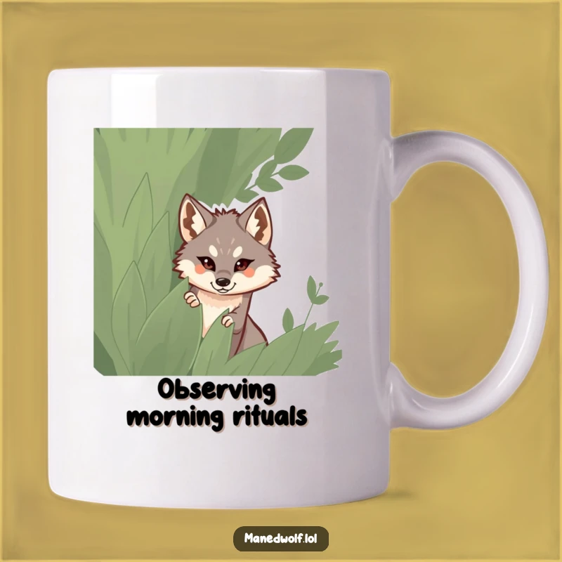 Funny Maned Wolf Peek Mug: Mysterious Bush Dweller, Perfect Humorous Nature Gift