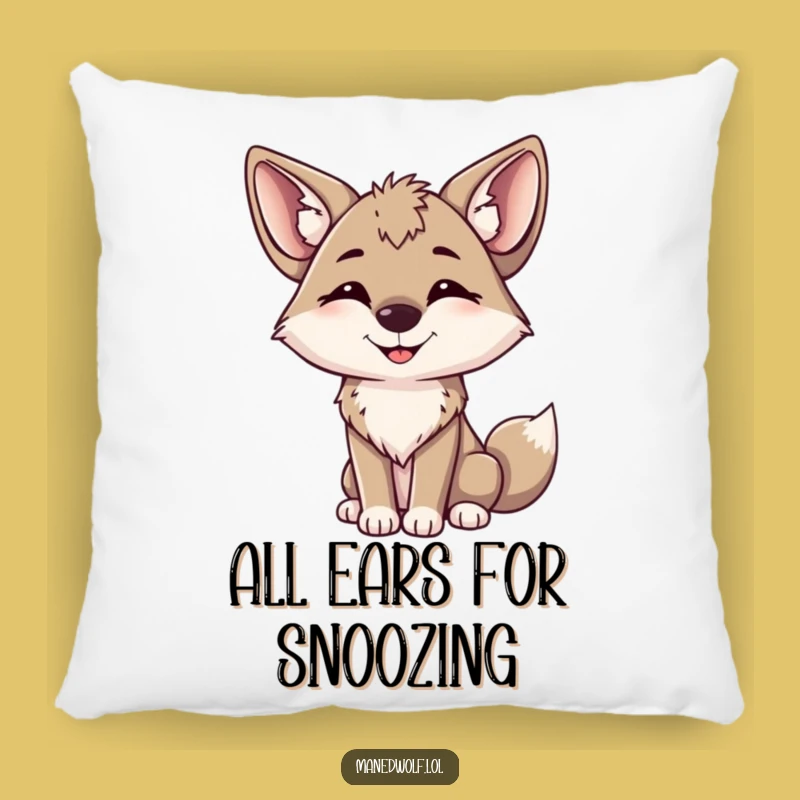 Funny Maned Wolf Happy Head Tilt Pillow: Cozy Comfort & Cheer!