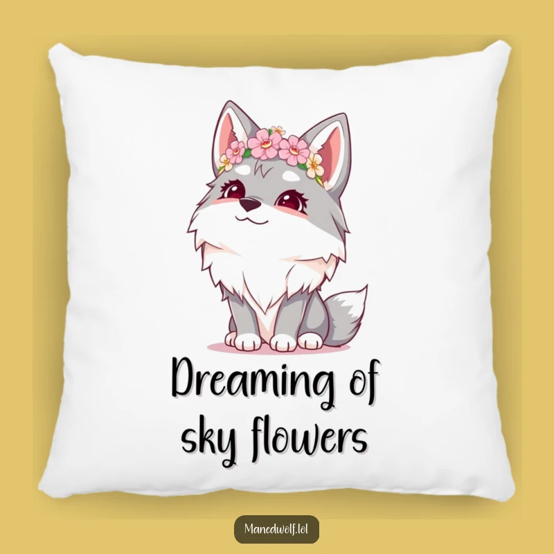Comfy Funny Giggling Maned Wolf Flower Crown Pillow - Cozy & Hilarious Accent