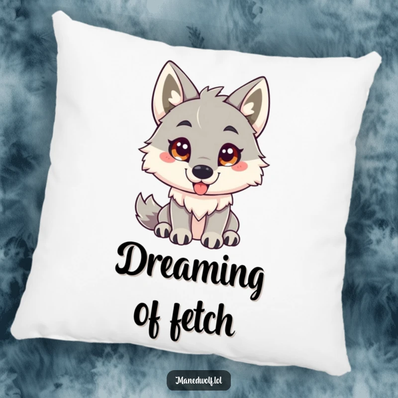 Funny maned wolf pillow featuring a friendly maned wolf with an inviting gaze, ready to play.
