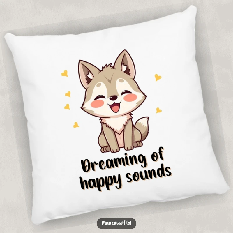 Funny Kawaii Maned Wolf Pillow featuring a cute wolf making joyful sounds, perfect for adding comfort and humor.