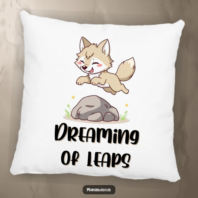 Funny Maned Wolf Pillow: Character joyfully leaping, bringing vibrant energy and comfort to any seating area, a truly fun gift.