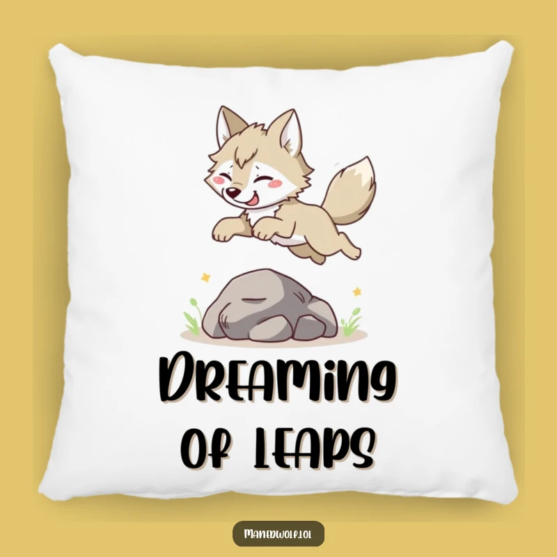 Funny Maned Wolf Leaping Pillow: Cozy Comfort with Joyful Vibes