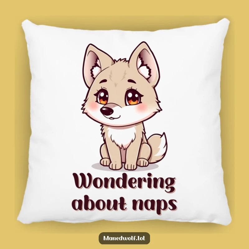 Funny Curious Maned Wolf Pillow - Cozy Contemplation