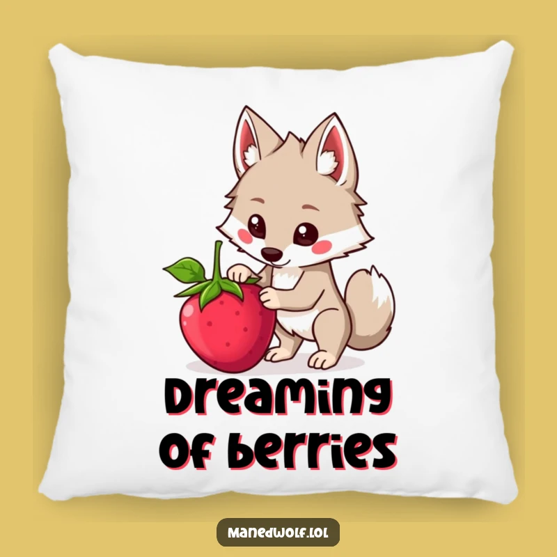 Funny Kawaii Maned Wolf Pillow, Balancing Berry Wolf Cushion, Comfy Humorous Gift